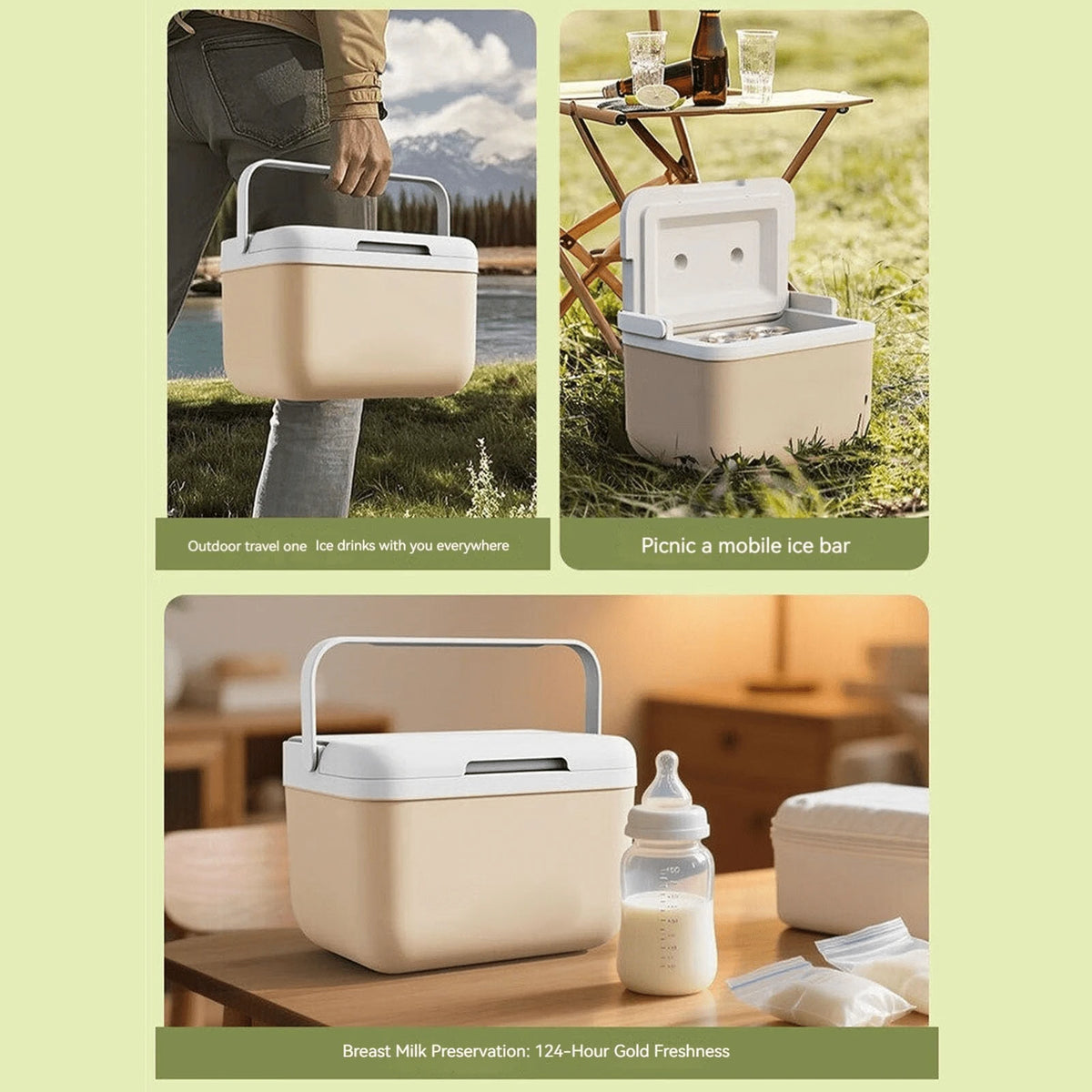 1Pc 5 Liter Insulated Cooler For Outdoor Camping, Small Ice Chest Keeps Contents Cool For 24H & 5-8H Warm, Heavy-Duty Portable Insulated Cooler For Drink, Beverage, Camping, Fishing, Beach