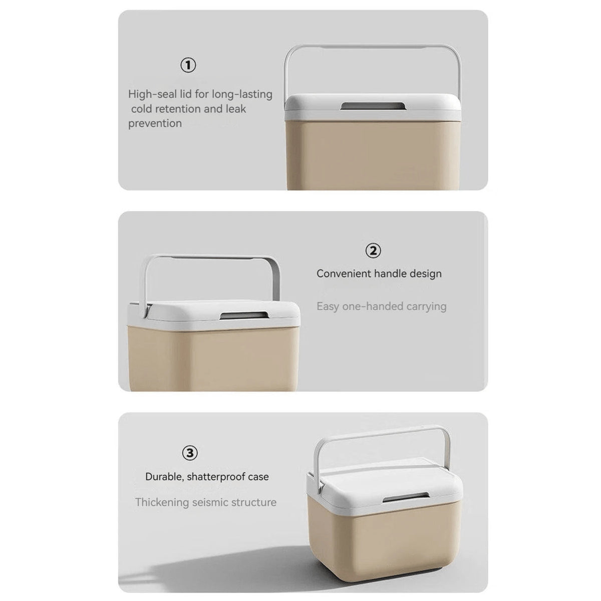 1Pc 5 Liter Insulated Cooler For Outdoor Camping, Small Ice Chest Keeps Contents Cool For 24H & 5-8H Warm, Heavy-Duty Portable Insulated Cooler For Drink, Beverage, Camping, Fishing, Beach