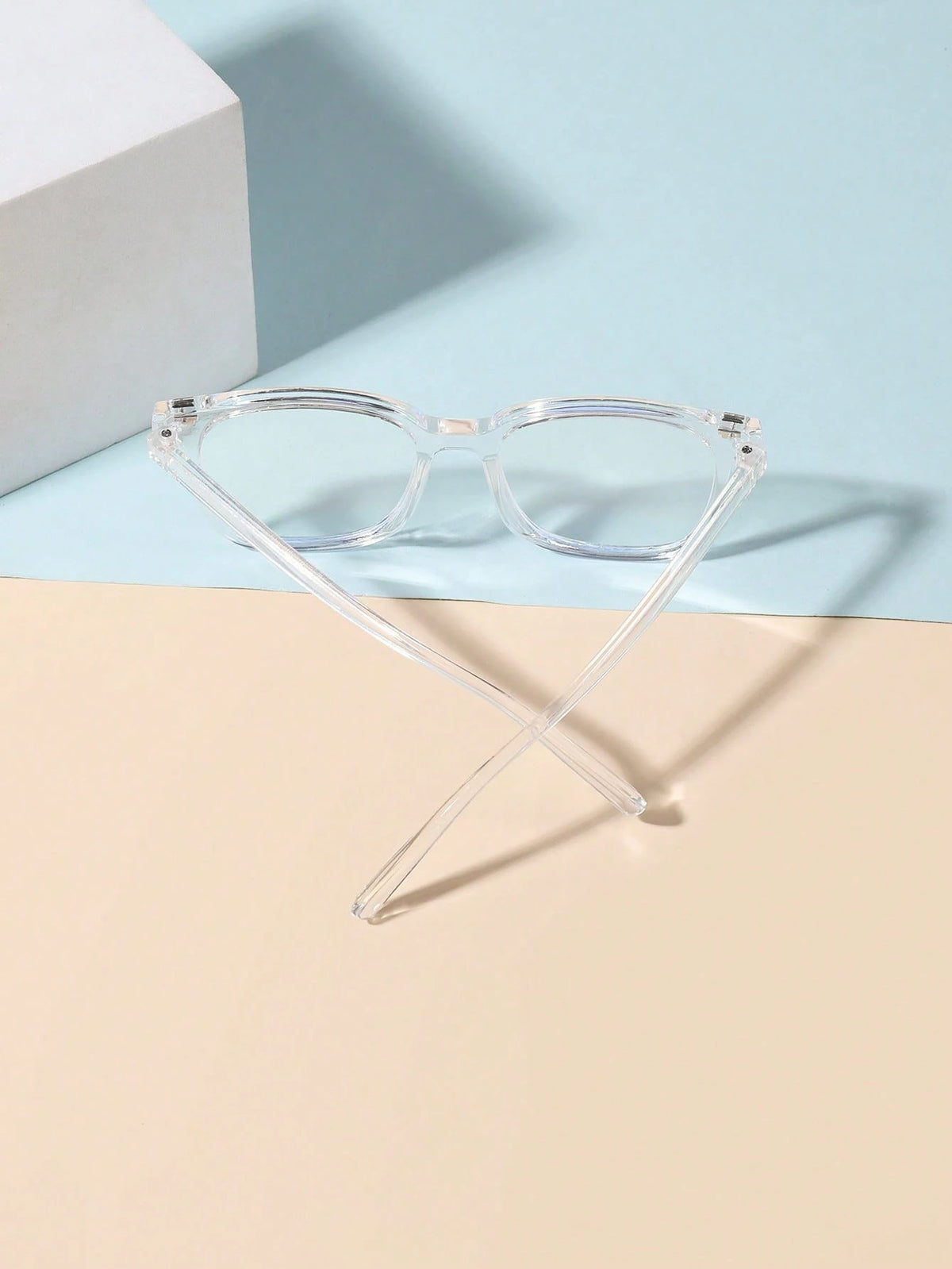 1pc 6-12 Years Old Kids Unisex Acrylic Basic Rectangular Fashion Solid Color Glasses, Suitable For Daily Reading And School Outfit