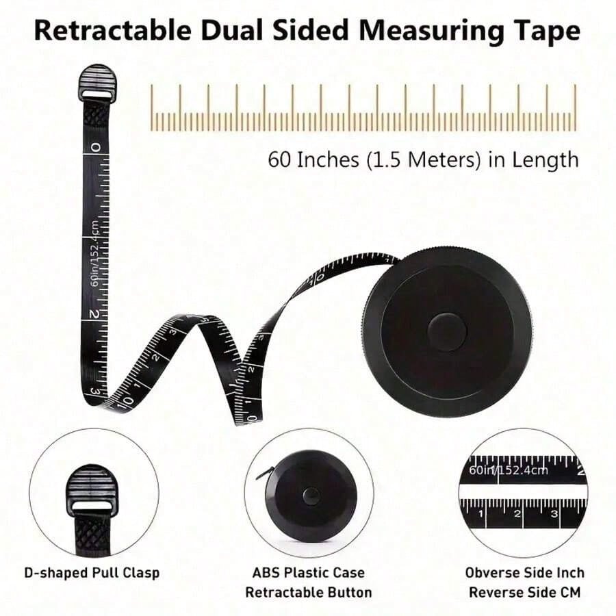 1pc 60-Inch Retractable Sewing Tape Measure, SoftTouch 60-Inch Retractable Sewing Tape Measure
