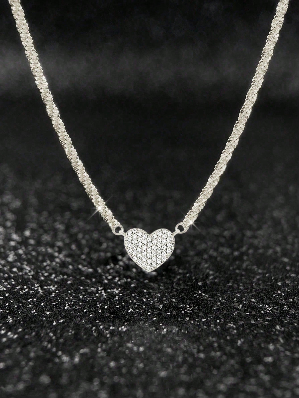 1pc 925 Sterling Silver Luxury Sparkling Cubic Zirconia Heart Pendant Necklace- Lightweight Elegant Choker Necklace, Suitable For Daily Wear, Dates, Galas And Parties, An Ideal Gift For Her