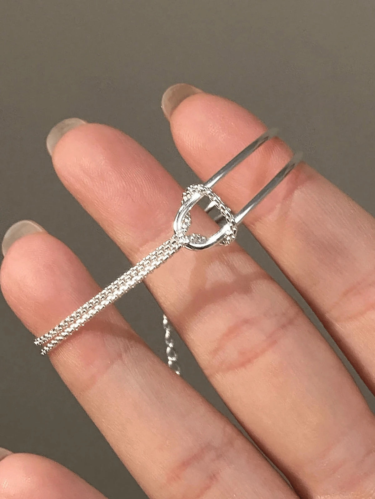 1pc 925 Sterling Silver Minimalist Double-Layer Knotted Snake Bone Bracelet, Elegant Jewelry Accessory, Unique Design, Suitable For Girls/Women/Girlfriend/Mother, Vintage Party/Date Gift, Daily Wear