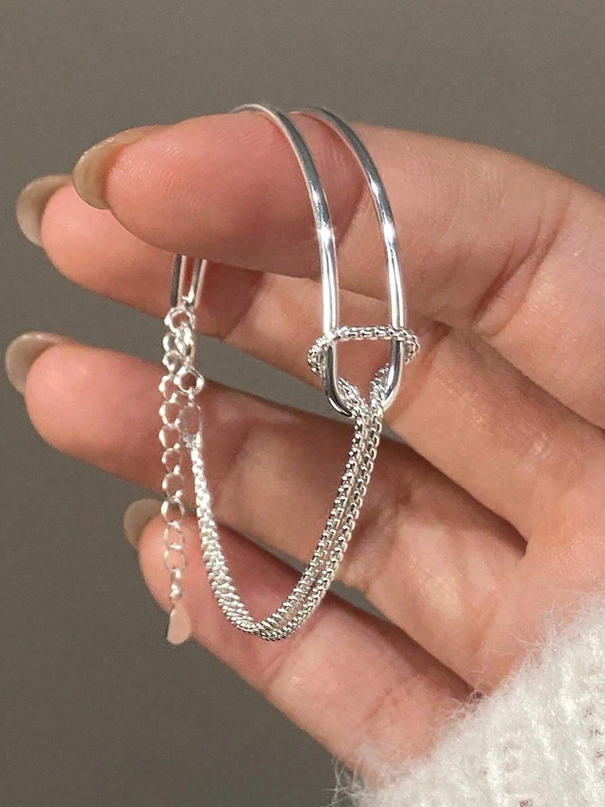1pc 925 Sterling Silver Minimalist Double-Layer Knotted Snake Bone Bracelet, Elegant Jewelry Accessory, Unique Design, Suitable For Girls/Women/Girlfriend/Mother, Vintage Party/Date Gift, Daily Wear
