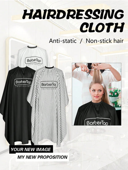 1pc Anti-Static Professional Hairdressing Cape 160cm*140cm (62.99in*55.12in), Elastic Neckline Solid Color, Minimalist, Striped Print Styling Cape, Hair Dyeing Hair Care Perming Apron, Men's, Women's