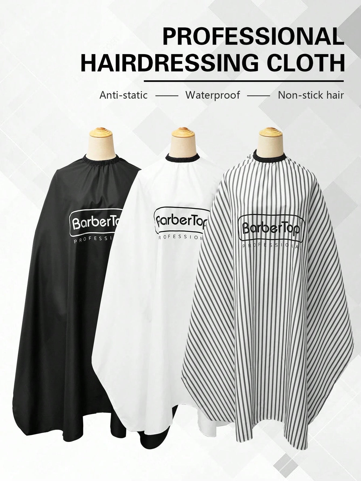 1pc Anti-Static Professional Hairdressing Cape 160cm*140cm (62.99in*55.12in), Elastic Neckline Solid Color, Minimalist, Striped Print Styling Cape, Hair Dyeing Hair Care Perming Apron, Men's, Women's