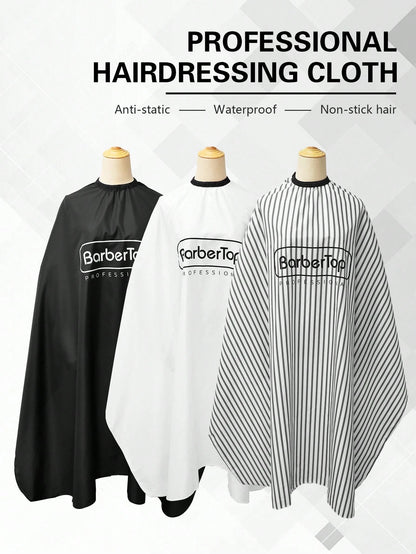 1pc Anti-Static Professional Hairdressing Cape 160cm*140cm (62.99in*55.12in), Elastic Neckline Solid Color, Minimalist, Striped Print Styling Cape, Hair Dyeing Hair Care Perming Apron, Men's, Women's