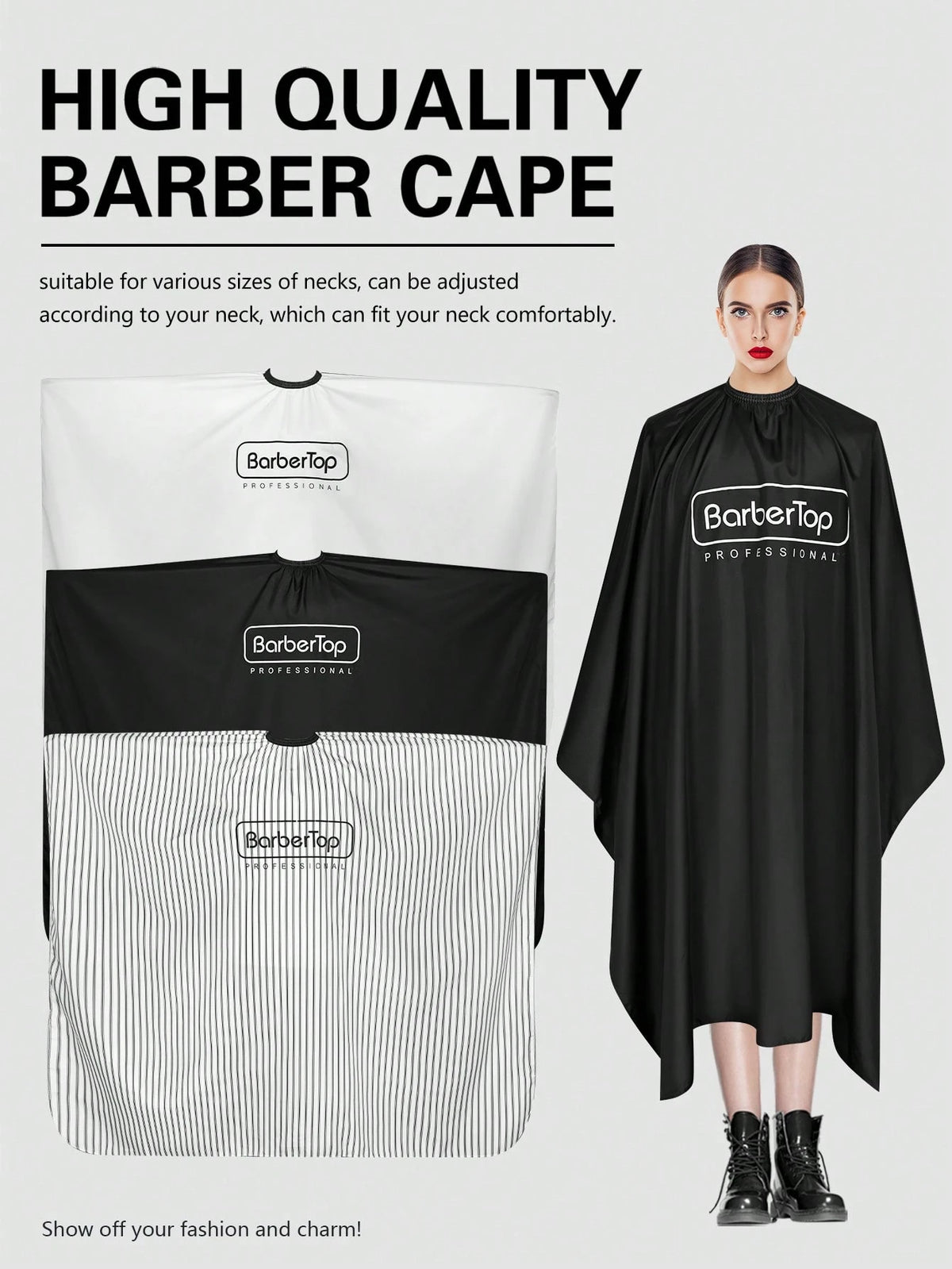 1pc Anti-Static Professional Hairdressing Cape 160cm*140cm (62.99in*55.12in), Elastic Neckline Solid Color, Minimalist, Striped Print Styling Cape, Hair Dyeing Hair Care Perming Apron, Men's, Women's