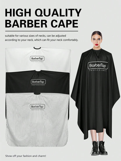 1pc Anti-Static Professional Hairdressing Cape 160cm*140cm (62.99in*55.12in), Elastic Neckline Solid Color, Minimalist, Striped Print Styling Cape, Hair Dyeing Hair Care Perming Apron, Men's, Women's