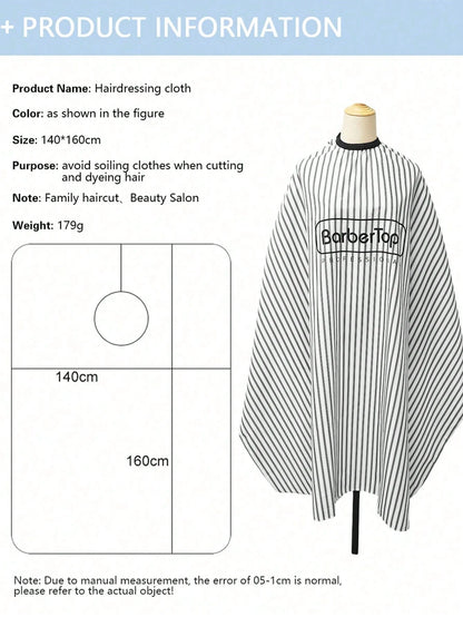 1pc Anti-Static Professional Hairdressing Cape 160cm*140cm (62.99in*55.12in), Elastic Neckline Solid Color, Minimalist, Striped Print Styling Cape, Hair Dyeing Hair Care Perming Apron, Men's, Women's