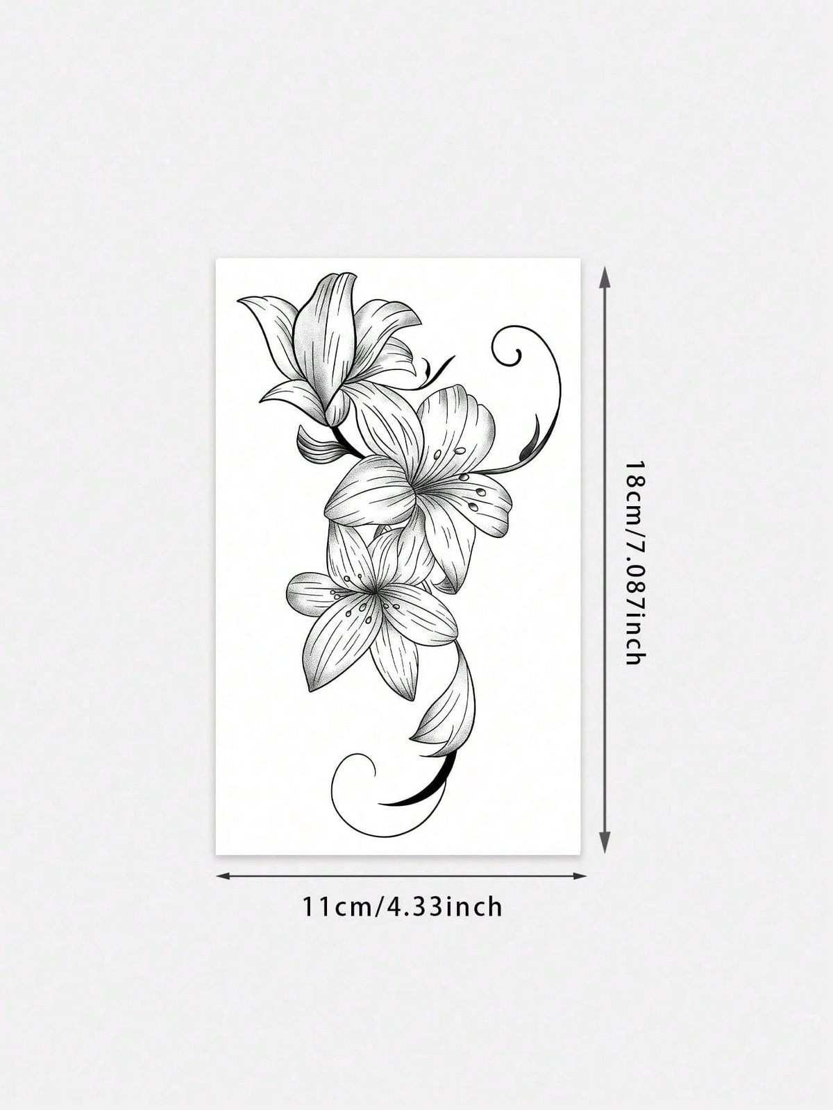1pc Black Ink Fine Line Realistic Lily Flower Pattern, Suitable For Parties, Weddings And Special Occasions, Floral Temporary Tattoo Sticker, Party Decoration, Nature Inspired Tattoo Sticker Lasts 3-5