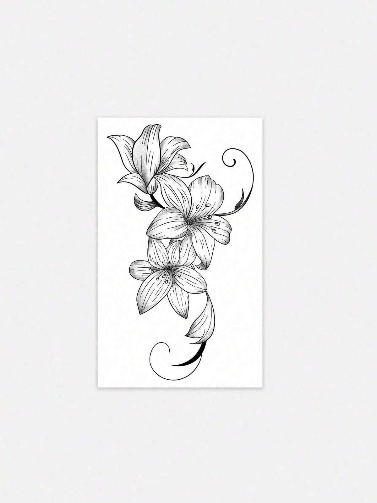 1pc Black Ink Fine Line Realistic Lily Flower Pattern, Suitable For Parties, Weddings And Special Occasions, Floral Temporary Tattoo Sticker, Party Decoration, Nature Inspired Tattoo Sticker Lasts 3-5