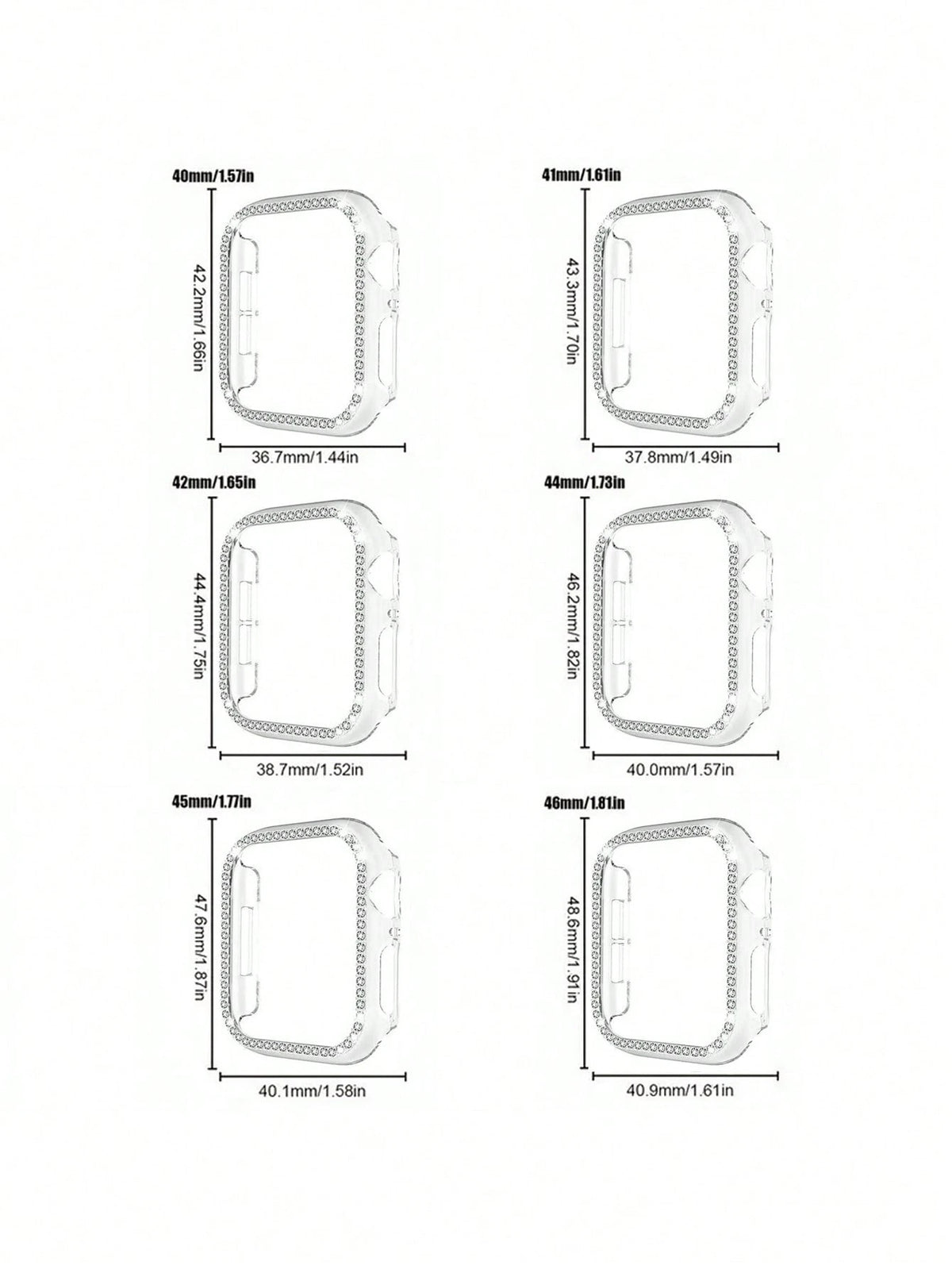 1pc Black Shiny Rhinestone Decor Hollow Protective Case With Anti-Drop Laser Engraved Frame, Fit For Apple Watch 40/41/42/44/45/46/49mm, Suitable For Apple Watch Series Ultra/SE/11/10/9/8/7/6/5/4, Sma