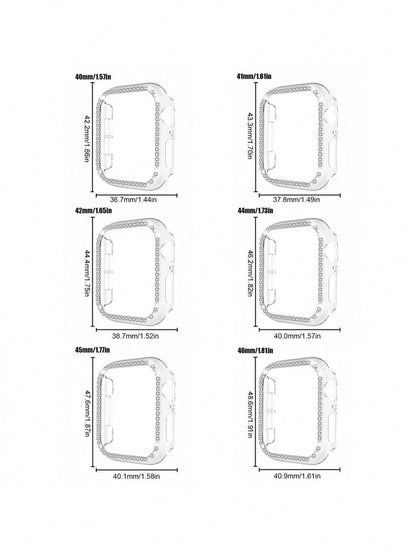 1pc Black Shiny Rhinestone Decor Hollow Protective Case With Anti-Drop Laser Engraved Frame, Fit For Apple Watch 40/41/42/44/45/46/49mm, Suitable For Apple Watch Series Ultra/SE/11/10/9/8/7/6/5/4, Sma