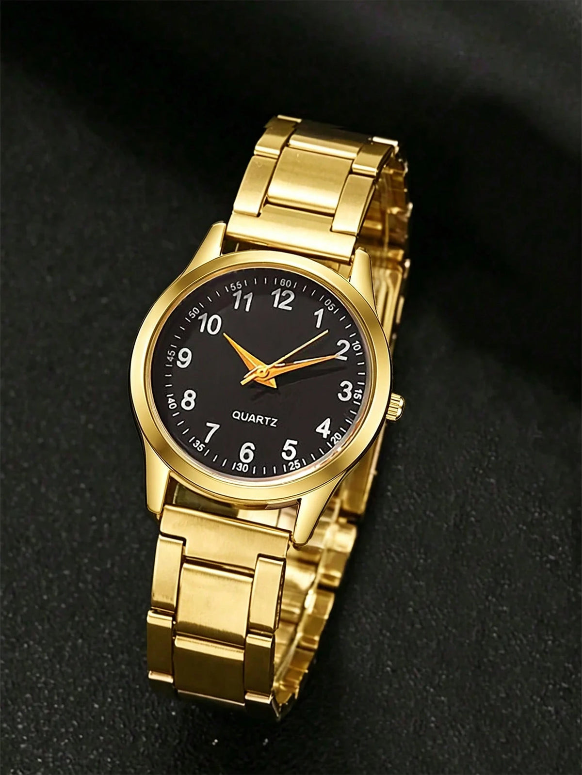 1pc Boys Gold Alloy Band Casual Round Dial Quartz Watch, Suitable For Daily Wear