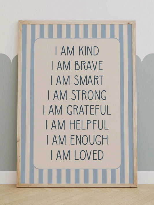 1pc Canvas Waterproof Children's Room Decor Poster, Framed Wall Art, Positive Message Poster, Positive Print, Children's Playroom Print, Nursery Print, Children's Positive Affirmations, Suitable For C