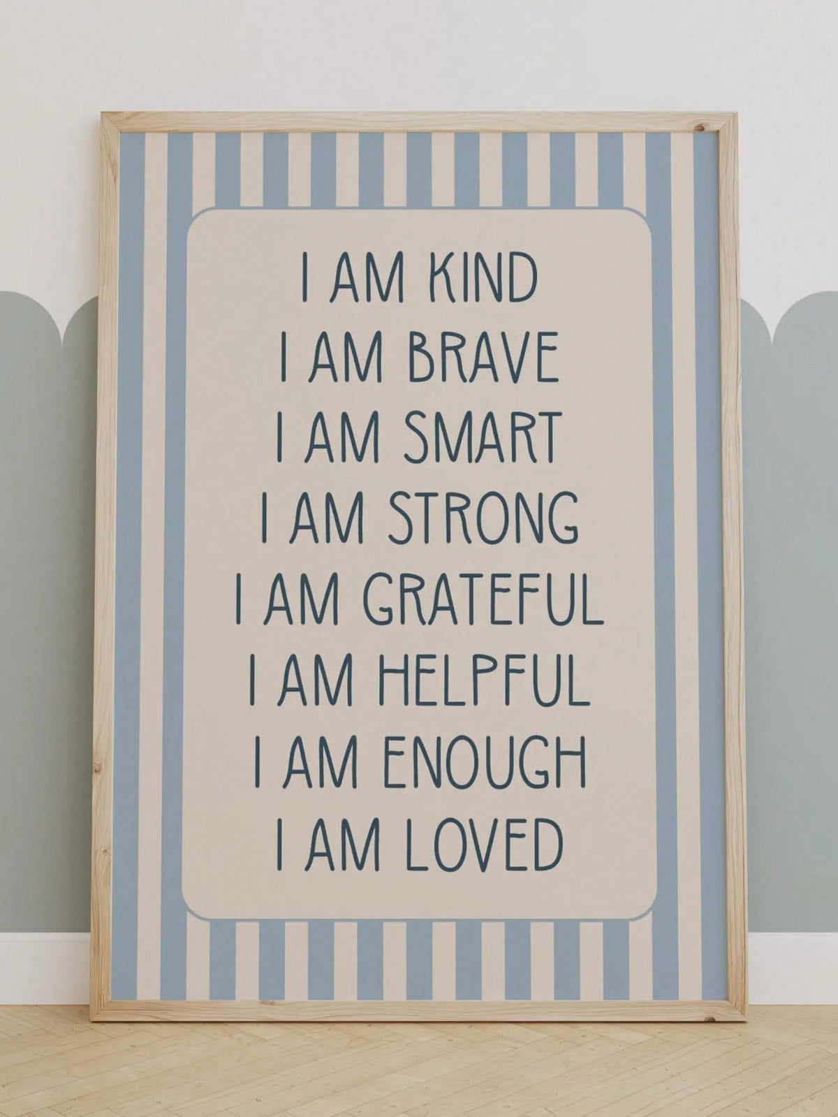 1pc Canvas Waterproof Children's Room Decor Poster, Framed Wall Art, Positive Message Poster, Positive Print, Children's Playroom Print, Nursery Print, Children's Positive Affirmations, Suitable For C