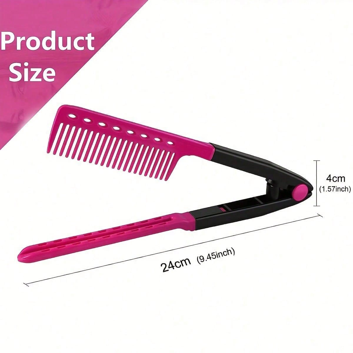 1pc Carbon Fiber Straightening Comb, V-Shaped Clip Comb, Double-Sided Hair Straightener, Dry And Wet Use Styling Comb, Hair Clip Assistant Comb, Spring Clip Straightening Comb, Hair Comb, Tooth Comb