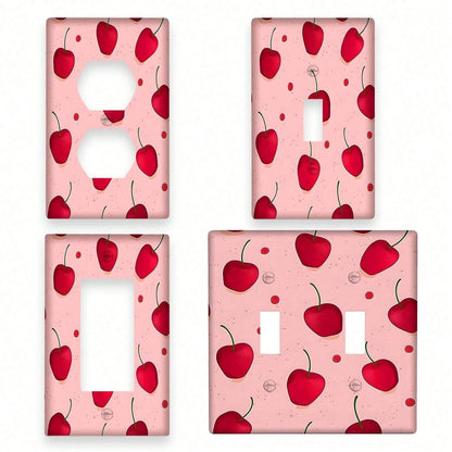 [1pc Cherry Pattern Wall Plate] 1pc Art Deco Style Cherry Pattern Wall Plate, Reusable PC Material Light Switch Cover, No Electricity Or Battery Needed, With For Kitchen, Bathroom, Bedroom, Living Roo