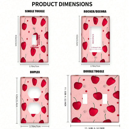[1pc Cherry Pattern Wall Plate] 1pc Art Deco Style Cherry Pattern Wall Plate, Reusable PC Material Light Switch Cover, No Electricity Or Battery Needed, With For Kitchen, Bathroom, Bedroom, Living Roo