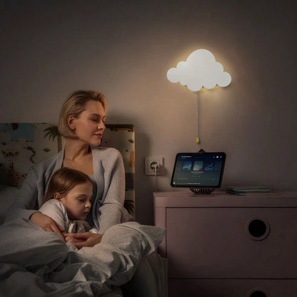 1pc Children's Bedroom Cloud Wall Light, Wooden Cloud Bedroom Battery Powered Hanging Cloud Night Light