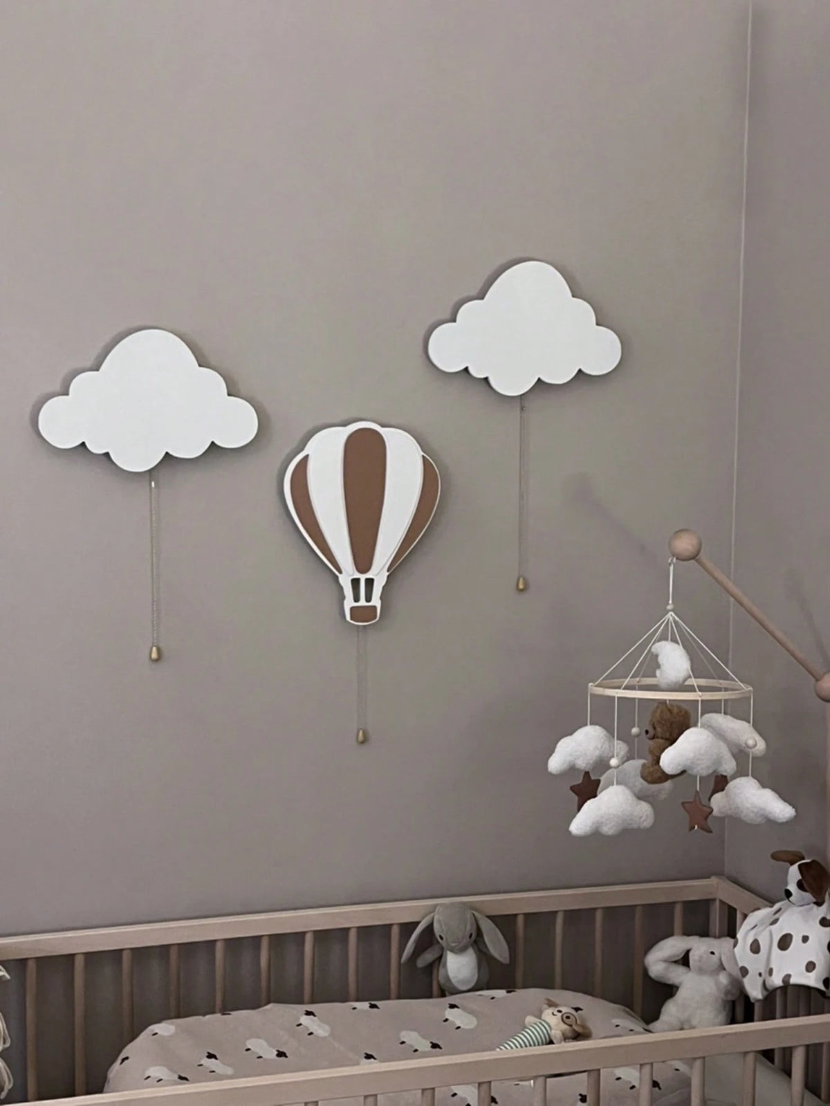 1pc Children's Bedroom Cloud Wall Light, Wooden Cloud Bedroom Battery Powered Hanging Cloud Night Light