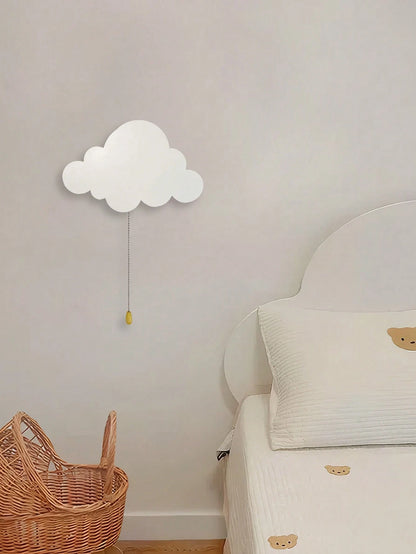1pc Children's Bedroom Cloud Wall Light, Wooden Cloud Bedroom Battery Powered Hanging Cloud Night Light