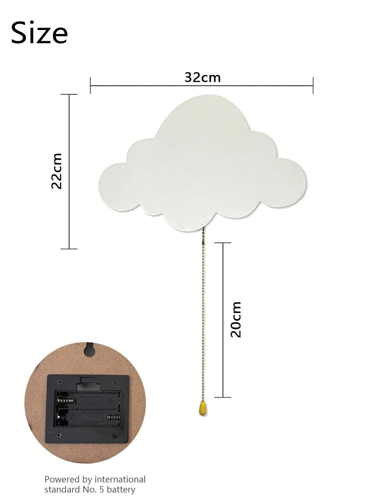 1pc Children's Bedroom Cloud Wall Light, Wooden Cloud Bedroom Battery Powered Hanging Cloud Night Light
