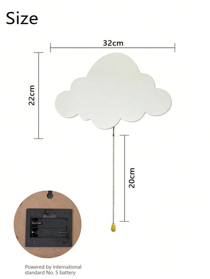 1pc Children's Bedroom Cloud Wall Light, Wooden Cloud Bedroom Battery Powered Hanging Cloud Night Light