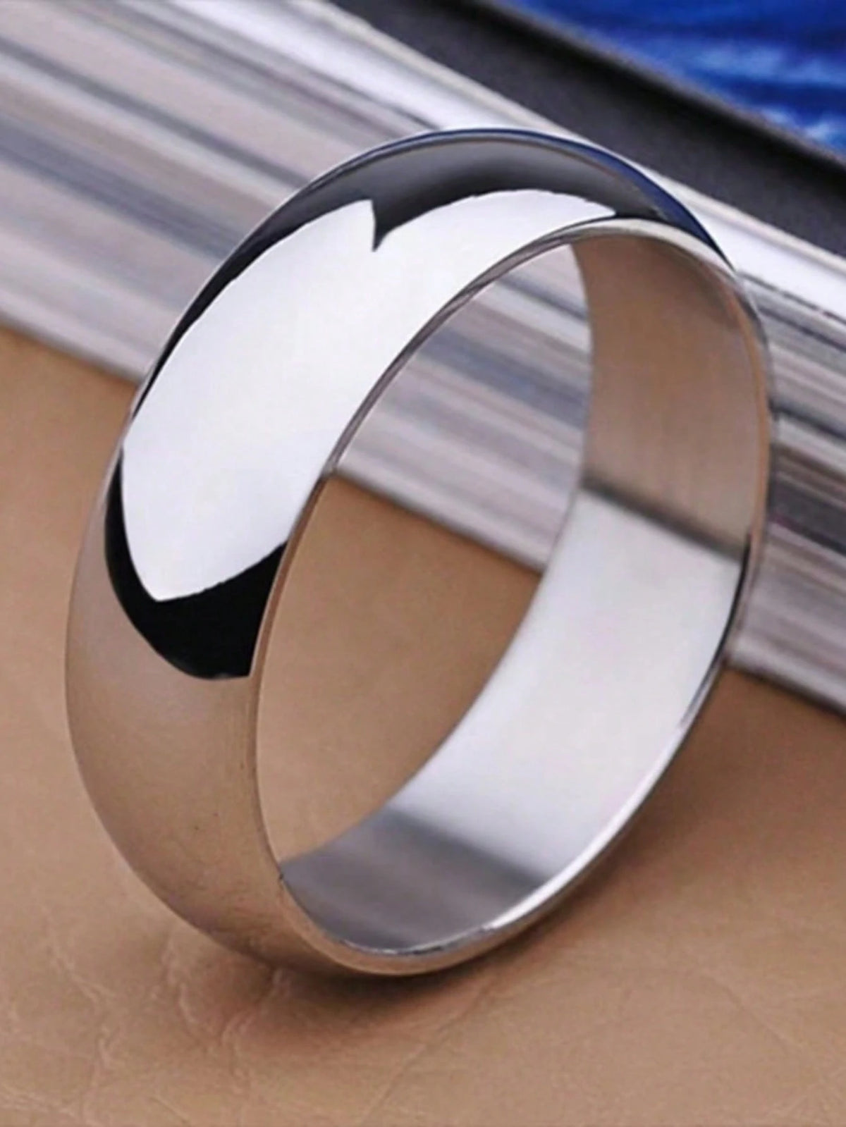 1pc Classic 6mm Stainless Steel Ring, Minimalist Design, Elegant Unisex Jewelry, Suitable For Weddings And Anniversaries