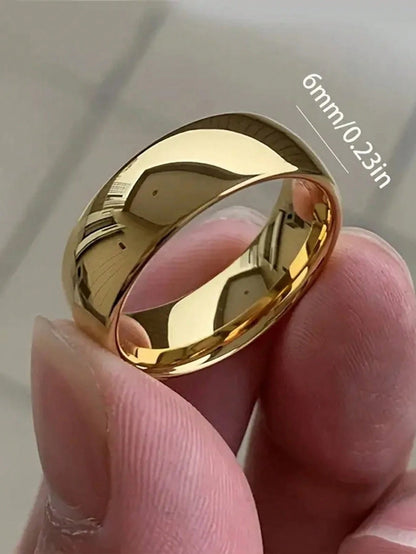 1pc Classic 6mm Stainless Steel Ring, Minimalist Design, Elegant Unisex Jewelry, Suitable For Weddings And Anniversaries