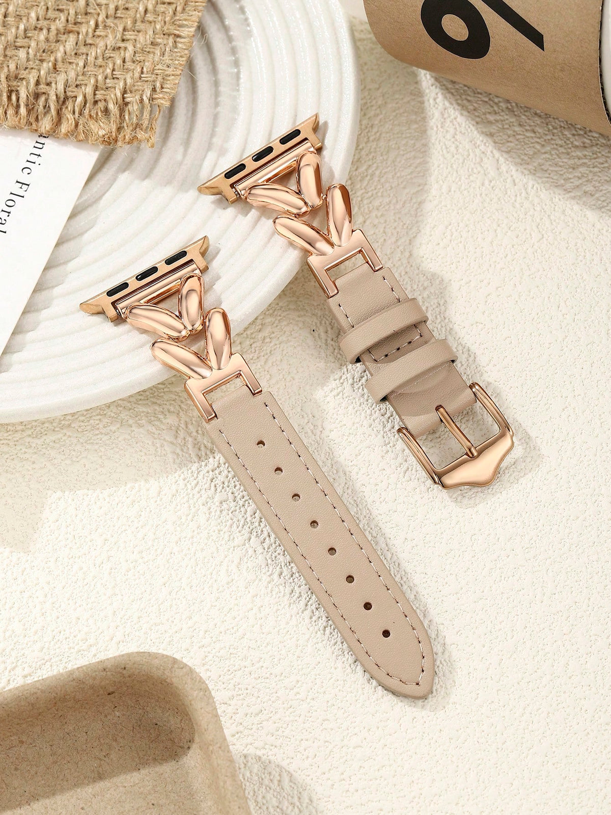 1pc Compatible With Apple Watch Band, Apricot And Rose Gold Metal V-Shaped Chain Strap, High-End Fashion Style, Suitable For Apple Watch 38/40/41/42/44/45/46/49mm, Compatible With Ultra/Se/11/10/9 8/7