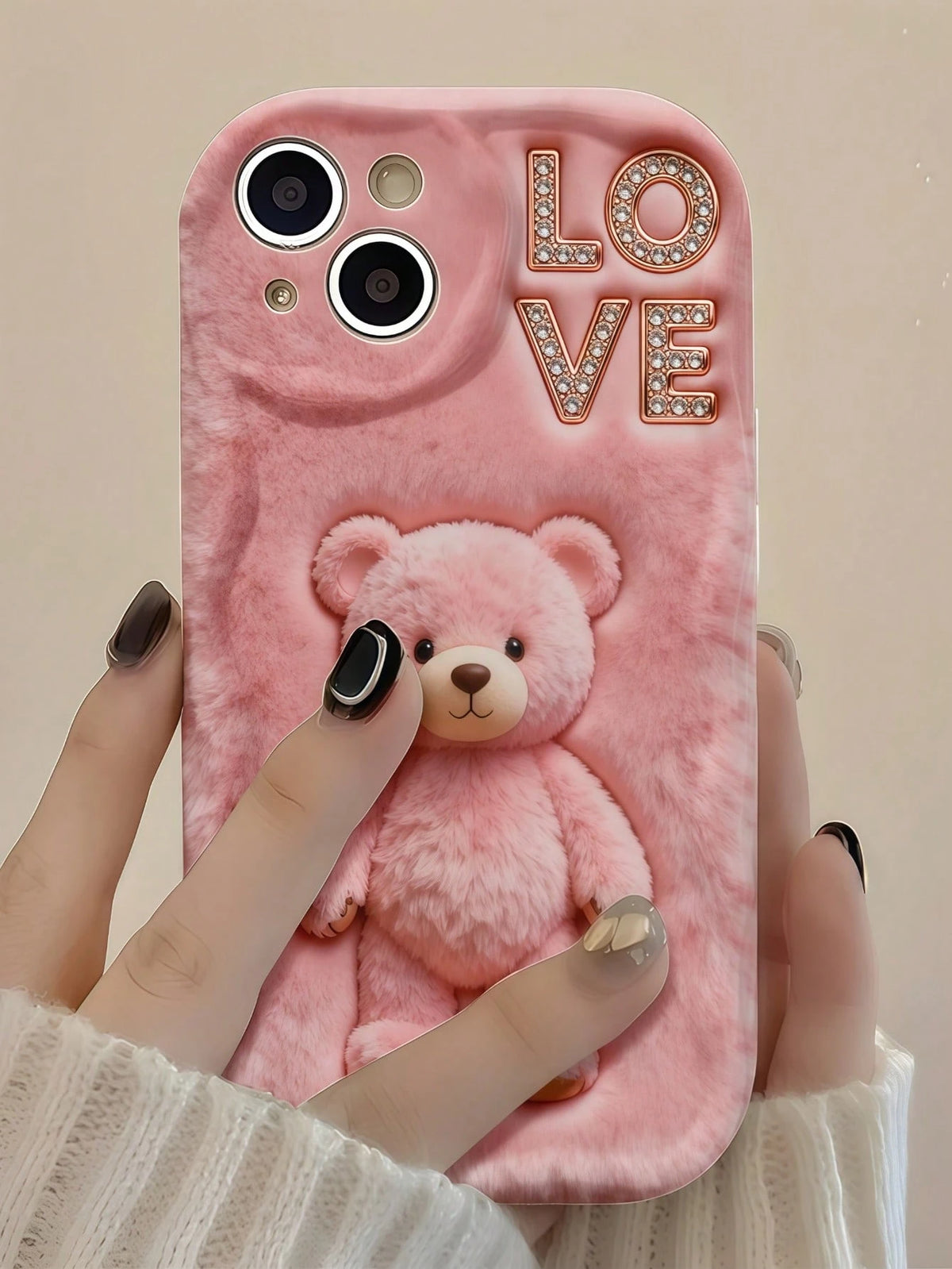 1pc Creative Pink Plush Cute Star Moon Bow Rabbit Wave Shaped Screen Edge Protective Phone Case Compatible With Apple 7/8/X/XR/XSMAX/11/12/13/14/15/16/17Promax, A14/A15/A16/A17/A04/A05/A06/A07/A54/A55