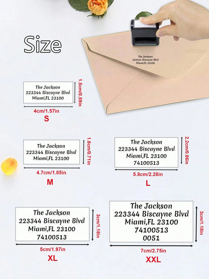 1pc Custom Text Address, Back To School Supplies, Personalized Return Address Stamp, Self Inking Stamps, 5 Sizes: S/M/L/Xl/XXL, Flip Ink Stamp, Custom Stamps For Business, New Job, Office Supplies, We