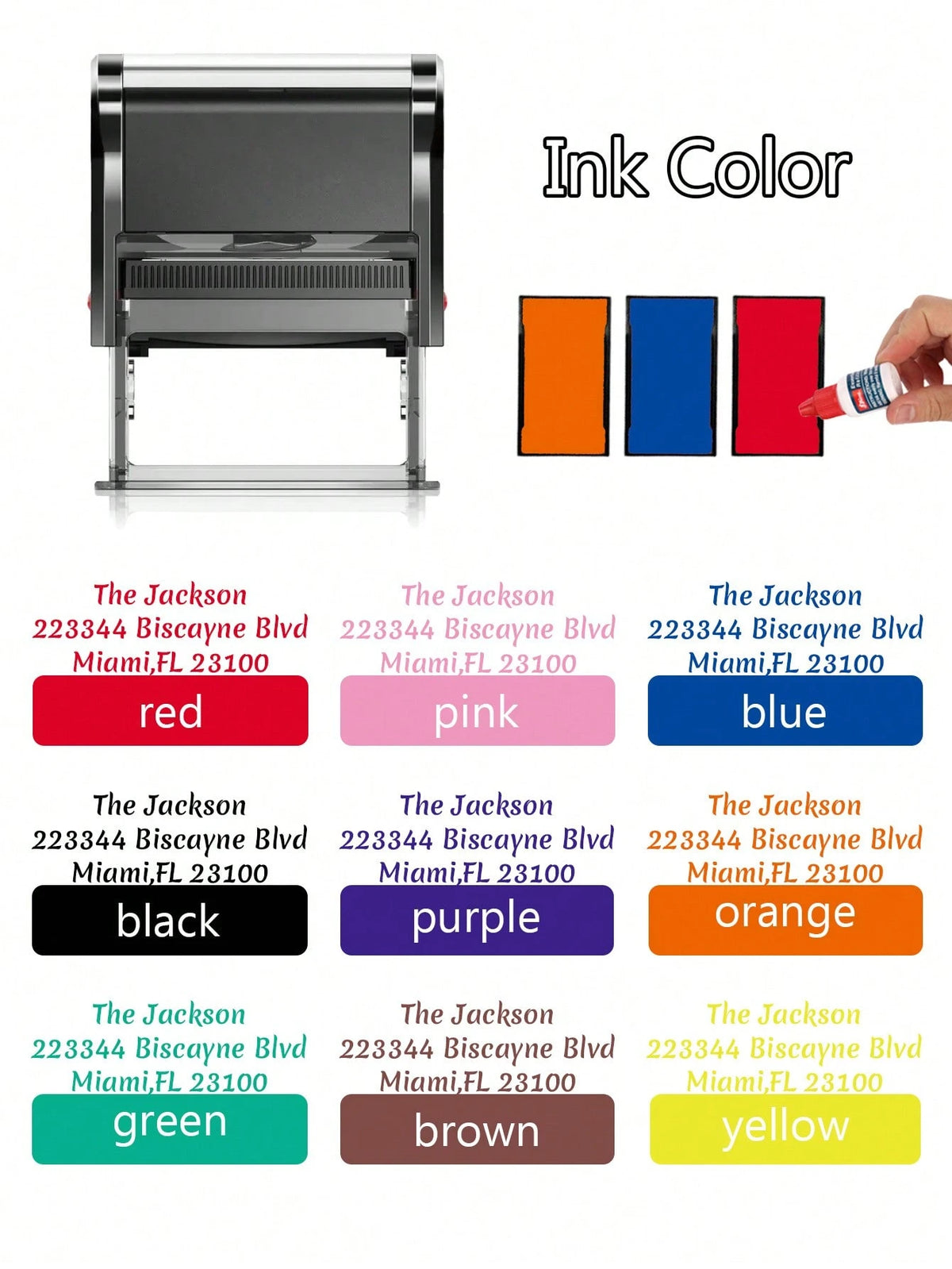 1pc Custom Text Address, Back To School Supplies, Personalized Return Address Stamp, Self Inking Stamps, 5 Sizes: S/M/L/Xl/XXL, Flip Ink Stamp, Custom Stamps For Business, New Job, Office Supplies, We