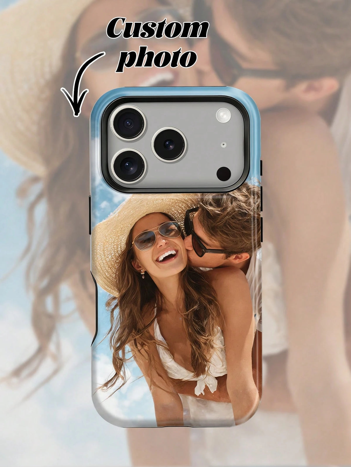 1pc Customizable Cute & Sexy Photo Phone Case For Women, Suitable For Daily Life, Friends, Family, Baby, Pets, Cartoon Scenery, Beach, Swimming, Floral Patterns, Etc. 2-In-1 Protective Case With Photo