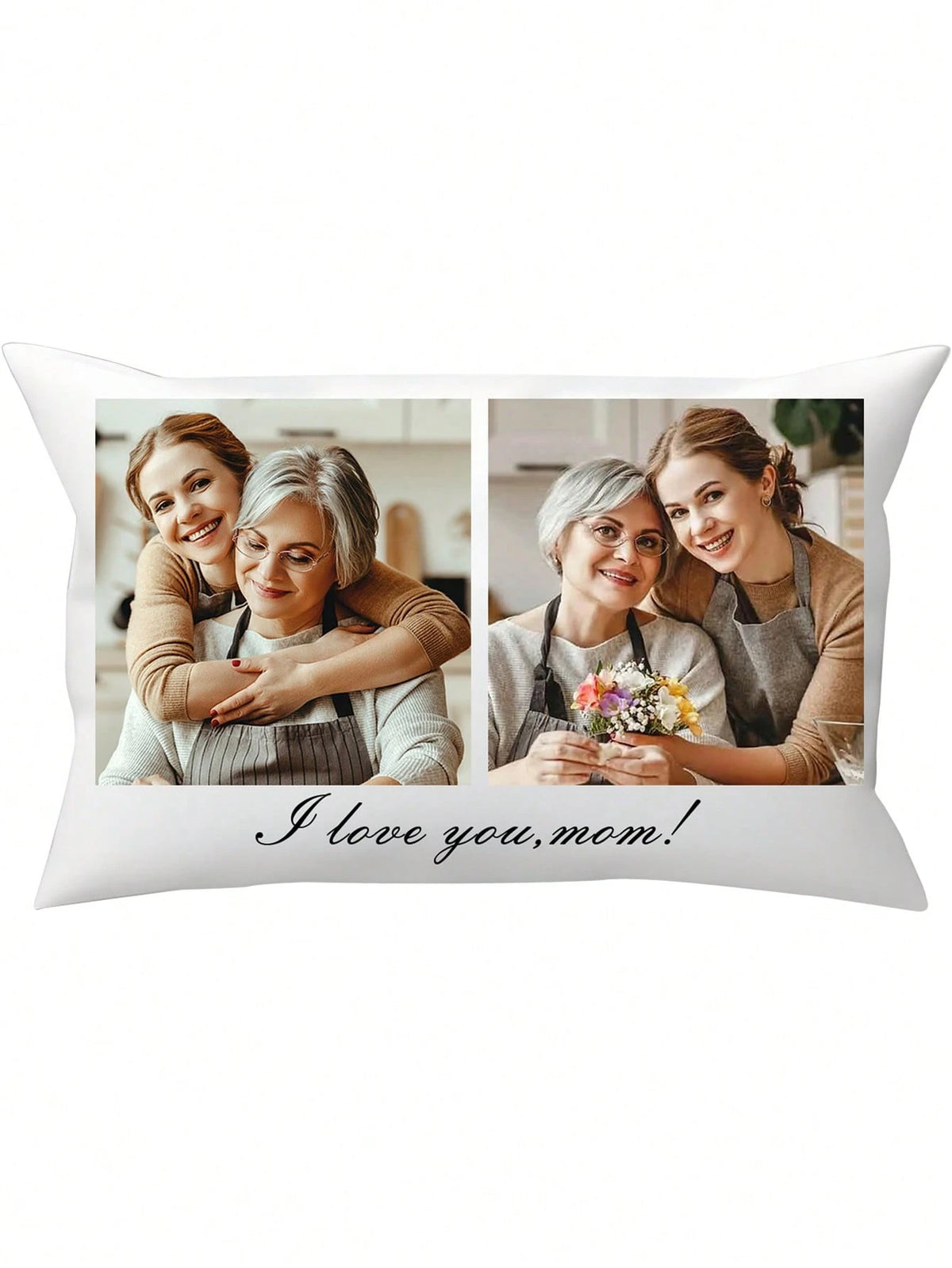 1pc Customized Photo Print Pillowcase, Single Side, Custom 2 Photos, Gift For Mother's Day, Father's Day, Thanksgiving, Valentine's Day, Him Her, Boyfriend, Girlfriend, Dad, Mom, Friends, Pets, Annive