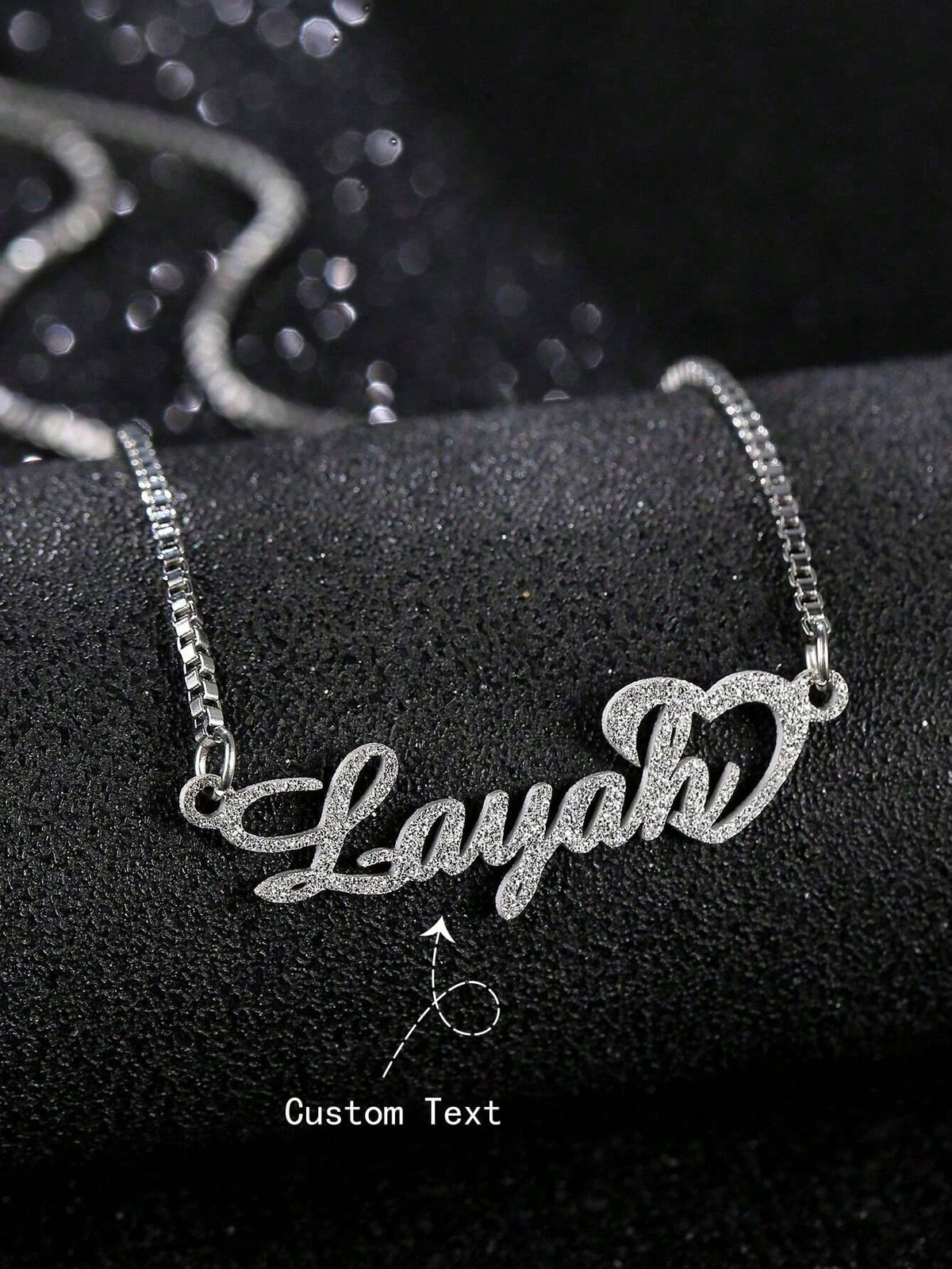 1pc Customized Shiny Matte Name Necklace Pendant, Personalized Stainless Steel Half-Wrapped Love Letter Necklace Pendant, Family Jewelry, Birthday, Holiday, Christmas Gift For Her,Rave Accessories