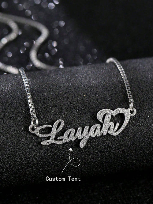 1pc Customized Shiny Matte Name Necklace Pendant, Personalized Stainless Steel Half-Wrapped Love Letter Necklace Pendant, Family Jewelry, Birthday, Holiday, Christmas Gift For Her,Rave Accessories