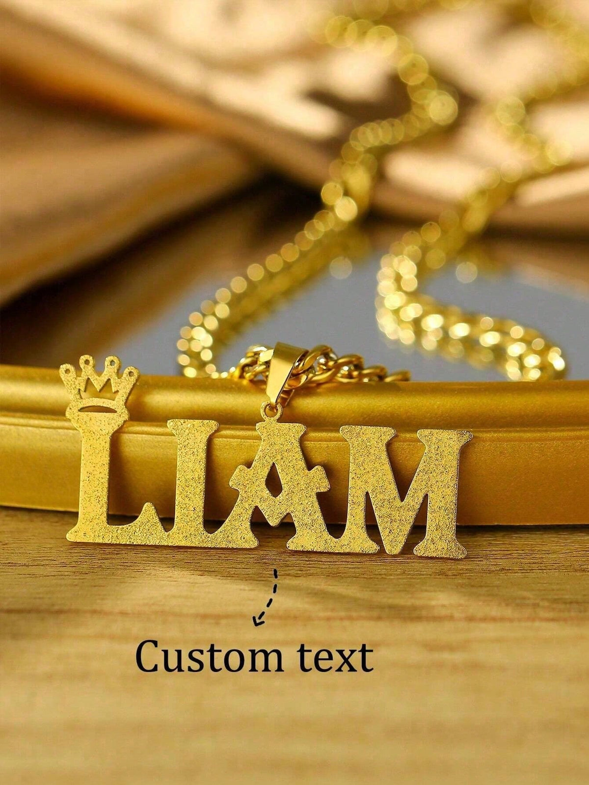 1pc Customized Shiny Matte Name Necklace Pendant, Personalized Stainless Steel Half-Wrapped Love Letter Necklace Pendant, Family Jewelry, Birthday, Holiday, Christmas Gift For Her,Rave Accessories
