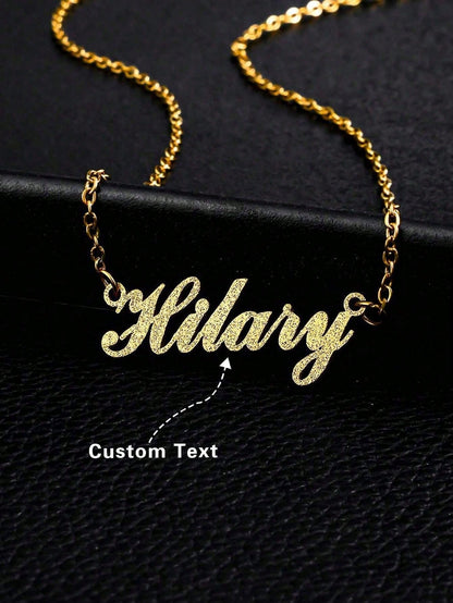 1pc Customized Shiny Matte Name Necklace Pendant, Personalized Stainless Steel Half-Wrapped Love Letter Necklace Pendant, Family Jewelry, Birthday, Holiday, Christmas Gift For Her,Rave Accessories