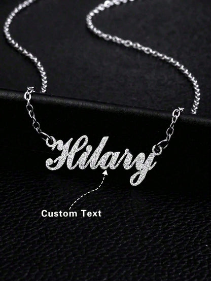 1pc Customized Shiny Matte Name Necklace Pendant, Personalized Stainless Steel Half-Wrapped Love Letter Necklace Pendant, Family Jewelry, Birthday, Holiday, Christmas Gift For Her,Rave Accessories
