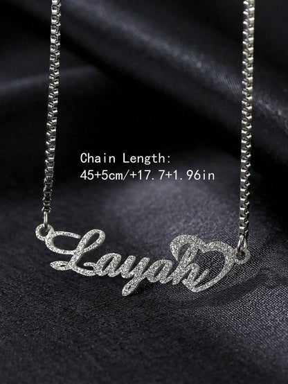 1pc Customized Shiny Matte Name Necklace Pendant, Personalized Stainless Steel Half-Wrapped Love Letter Necklace Pendant, Family Jewelry, Birthday, Holiday, Christmas Gift For Her,Rave Accessories