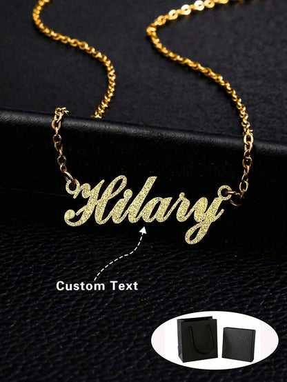 1pc Customized Shiny Matte Name Necklace Pendant, Personalized Stainless Steel Half-Wrapped Love Letter Necklace Pendant, Family Jewelry, Birthday, Holiday, Christmas Gift For Her,Rave Accessories