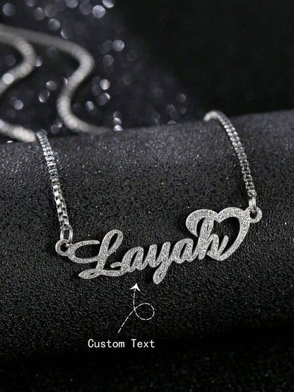 1pc Customized Shiny Matte Name Necklace Pendant, Personalized Stainless Steel Half-Wrapped Love Letter Necklace Pendant, Family Jewelry, Birthday, Holiday, Christmas Gift For Her,Rave Accessories