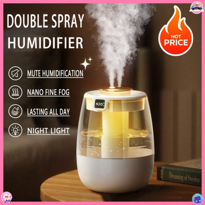 1pc Desktop Aroma Relax Humidifier, Made Of Plastic Material, Desktop Design, 2 Mist Ports, High Capacity, Operating Voltage ≤ 36V, Suitable For Bedrooms And Offices
