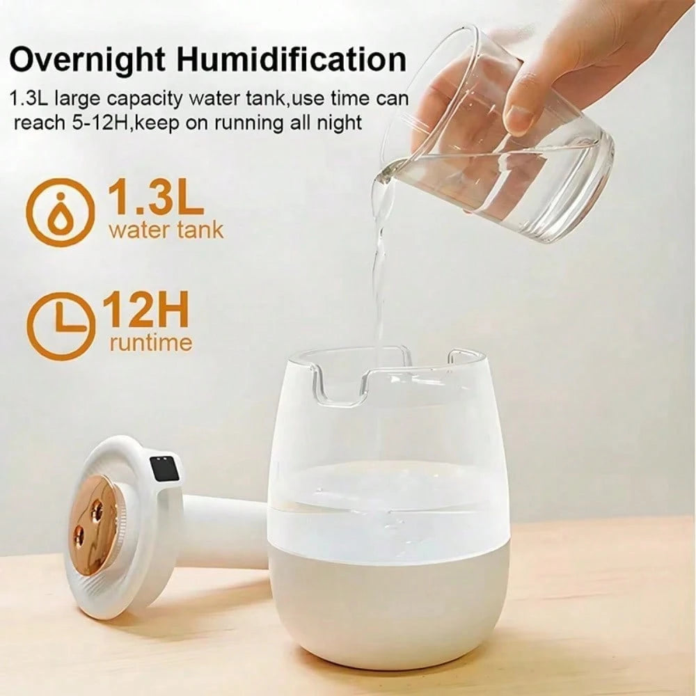 1pc Desktop Aroma Relax Humidifier, Made Of Plastic Material, Desktop Design, 2 Mist Ports, High Capacity, Operating Voltage ≤ 36V, Suitable For Bedrooms And Offices