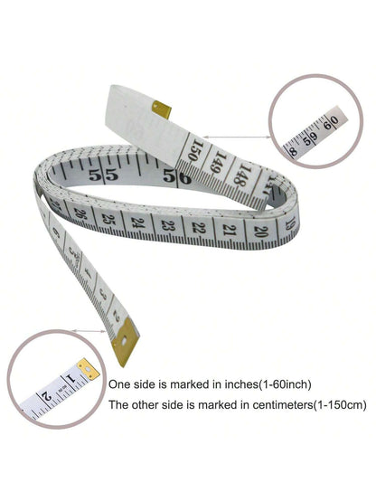 1pc Dual-Scale Soft Body Measuring Tape For Sewing And Tailoring, Weight Loss, Medical Use And Crafts, Made Of Vinyl Material, With Centimeter Scale On The Back (White Bottom, Black Scale) Tape Measur