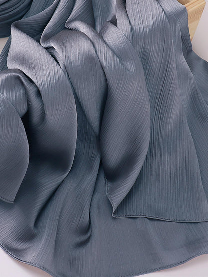 1pc Elegant Pleated Satin Headscarf/Neckerchief For Women