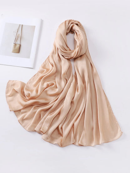1pc Elegant Pleated Satin Headscarf/Neckerchief For Women
