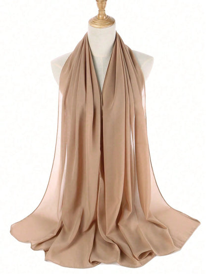 1pc Elegant Solid Color Chiffon Scarf, Suitable As A Gift For Women